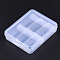 Plastic Bead Containers, Flip Top Bead Storage, For Seed Beads Storage Box, with PP Plastic Packing Box, Rectangle, Clear, 6pcs containers/box, 5x2.7x1.2cm, Hole: 0.9x1cm