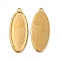 Ion Plating(IP) 304 Stainless Steel Pendant Cabochons Settings, Oval, Real 18K Gold Plated, Tray: 26x10mm, 30.5x12x2mm, Hole: 1.5mm