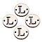 Unfinished Natural Poplar Wood Links Connectors, Laser Cut, Flat Round with Word, Letter.L, 19.5x2.5mm, Hole: 2mm