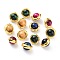 Natural Tiger Eye Beads, with Golden Brass Edge, Dyed, Round, Mixed Color, 15.5~17x15.5~16x12.5mm, Hole: 0.8mm