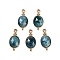 Natural Apatite Faceted Pendans, Golden Plated Brass Oval Charms, 20.5x9.5x5.5mm, Hole: 1.7mm