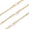 3.28 Feet Handmade Natural Rose Quartz Beaded Chains, Soldered, with Brass Findings, Real 18K Gold Plated, Long-Lasting Plated, 3mm