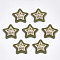 Opaque Acrylic Pendants, with Alloy Findings, Star with Word Love, Light Gold, Olive Drab, 29x30x4mm, Hole: 2mm