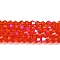 Transparent Electroplate Glass Beads Strands, AB Color Plated, Faceted, Bicone, Red, 4x4mm, Hole: 0.8mm, about 82~85pcs/strand, 30.5~31cm