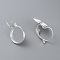 304 Stainless Steel Leverback Earring Settings, Flat Round, Silver, Tray: 10mm, 21x12x11mm, Pin: 0.7mm