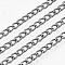 Iron Twisted Chains, Curb Chains, Unwelded, with Spool, Nickel Free, Raw(Unplated), 3.7x2.5x0.7mm, about 328.08 Feet(100m)/roll