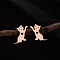 Stainless Steel Small Animal Stud Earrings for Women, Cat Shape, Left and Right, Rose Gold, 60x40mm