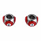 201 Stainless Steel Enamel Beads, Round with Evil Eye, Golden, Stainless Steel Color, Dark Red, 8.5x8.5x6mm, Hole: 3mm