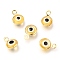 Handmade Evil Eye Lampwork Charms, with Brass Findings, Flat Round, Blue, Real 18K Gold Plated, 10x6.5x3mm, Hole: 1.5mm