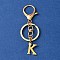 304 Stainless Steel Initial Letter Charm Keychains, with Alloy Clasp, Golden, Letter K, 8.5cm