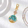 Synthetic Turquoise Chips Beads & Alloy Tree of Life Pendant Decorations HJEW-JM03129-03-1
