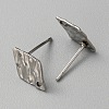 304 Stainless Steel Textured Geometry Stud Earring Findings with Hole STAS-WH0027-54L-2