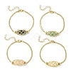 Natural Mixed Gemstone Bullet Link Bracelet BJEW-JB09563-1