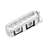 1Pc 925 Sterling Silver Micro Pave Clear Cubic Zirconia Fold Over Clasps STER-BC0003-25-1