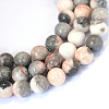 Natural Pink Zebra Jasper Round Bead Strands G-E334-8mm-11-5