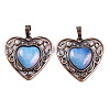Synthetic Opalite Peach Love Heart Pendants G-G158-01-10-1