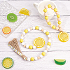 2Pcs 2 Style Lemon Wooden Beaded Garland with Rustic Jute Tassel HJEW-GF0001-26-4