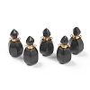 Faceted Natural Black Agate Pendants G-H252-B02-1