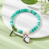 Polymer Clay Disc & Natural Malaysia Jade & TaiWan Jade Beaded Stretch Bracelet BJEW-JB09652-02-4
