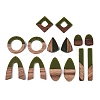 14Pcs 7 Styles Opaque Resin & Walnut Wood Pendants RESI-N053-09-1
