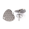 Non-Tarnish Heart Shape 304 Stainless Steel Stud Earring Findings EJEW-O104-11P-2