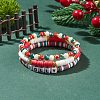 3Pcs 3 Style Polymer Clay Heishi Surfer Stretch Bracelets Set with Word Jolly Acrylic Beads BJEW-TA00129-2