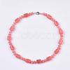 Natural Rhodochrosite Beaded Necklaces NJEW-S392-27-3