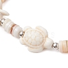 2Pcs Sea Turtles & Starfish Dyed Synthetic Turquoise Beads Stretch Bracelets BJEW-JB11881-5