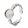 Flower 304 Stainless Steel Cuff Ring Components STAS-P454-05A-P-1
