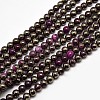 Electroplate Gemstone Natural Pyrite Round Beads Strands G-L129-6mm-02-1