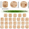 156Pcs 26 Styles Wood European Beads WOOD-SC0002-29-2
