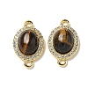 Brass Micro Pave Clear Cubic Zirconia Connector Charms KK-R210-23G-1