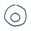 Synthetic Hematite & Brass Column Beaded Necklace Bracelet with Magnetic Clasps SJEW-G079-01A-1