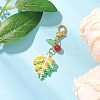 Maple Leaf Acrylic & Glass Seed & Natural Carnelian Beads Pendant Decorations HJEW-MZ00347-03-2