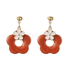 8 Pair 8 Color Alloy Enamel with Acrylic Imitation Gemstone Flower Dangle Stud Earrings EJEW-JE05237-3