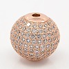 CZ Jewelry Findings Brass Micro Pave Cubic Zirconia Round Beads ZIRC-M015-08RG-NR-1