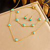 Stainless Steel & Synthetic Turquoise Chain Necklace & Bracelet & Stud Earring FS-WG047CA-07-1