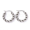 Non-Tarnish 304 Stainless Steel Twist Rope Hoop Earrings for Women Hand Polished EJEW-G298-07B-P-1