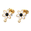 304 Stainless Steel Enamel Stud Earring Findings STAS-T052-43G-M-2