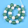 Dyed Natural White Jade Round & Natural Cultured Freshwater Pearl Grooved Potato Beads Strands PEAR-N019-02-3