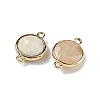Brass Pave Natural Moonstone Faceted Flat Round Connector Charms G-U028-04G-13-2