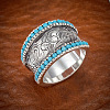 Retro Alloy & Turquoise Finger Rings FS-WG1E1DC-03-1