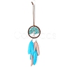 Iron & Synthetic Turquoise Woven Web/Net with Feather Pendant Decorations PW-WG44935-05-1