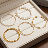 5Pcs 5 Styles Brass & Imitation Pearl Round Beads Stretch Bracelets QX7837-1-2
