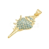 Brass Micro Pave Sky Blue Cubic Zirconia Pendants CU-CBA4A93-01H-G-2