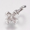 Brass Micro Pave Cubic Zirconia Tiny Cross Charms ZIRC-E147-61P-1