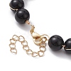 Glass Round Beaded Bracelet with Alloy Clasps BJEW-JB10125-4