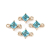 Brass Pave Glass Rhombus Links Connector Charms X1-GLAA-Q088-001C-1