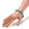 Round Synthetic Turquoise & Natural Lava Rock Stretch Bracelet BJEW-JB07470-05-3