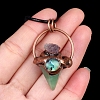 Natural Green Aventurine Metal Pendant Necklace PW-WGC0A9D-07-1